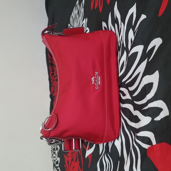 Coach Ellis Red Nylon & Leather Shoulder Crossbody Bag with Silver Hardware - Picture 2 of 8